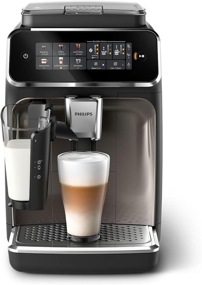 Philips Series 3200 Kaffeevollautomat – LatteGo Milchsystem, 5 Kaffeespezialitäten, Intuitives Touchdisplay, Silber (EP3246/70)