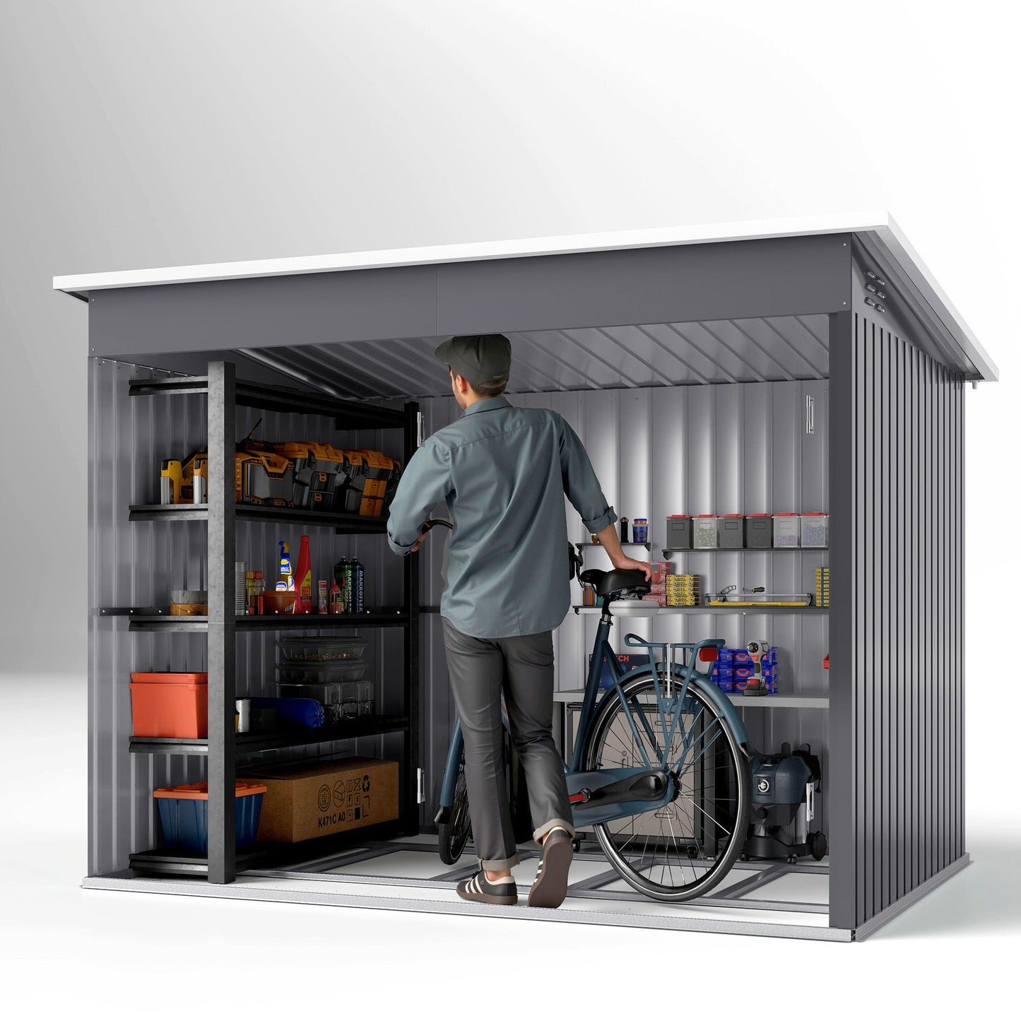 Outsunny 8.5 X 6ft Galvanised Steel Garden Shed With Foundation Kit