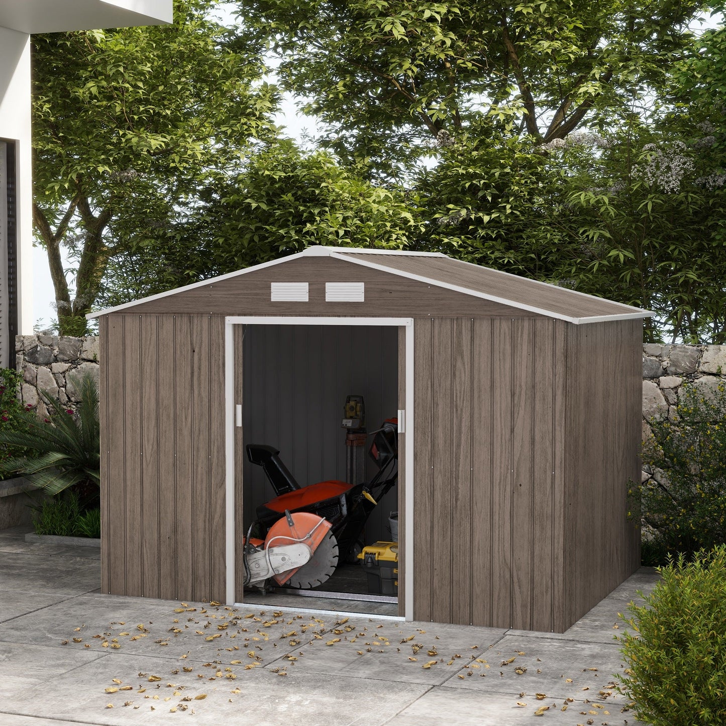 Outsunny Garden Shed Storage Unit With Locking Door Floor Foundation