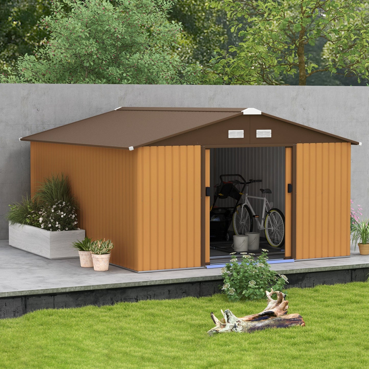 Outsunny Garden Shed Storage Unit With Locking Door Floor Foundation