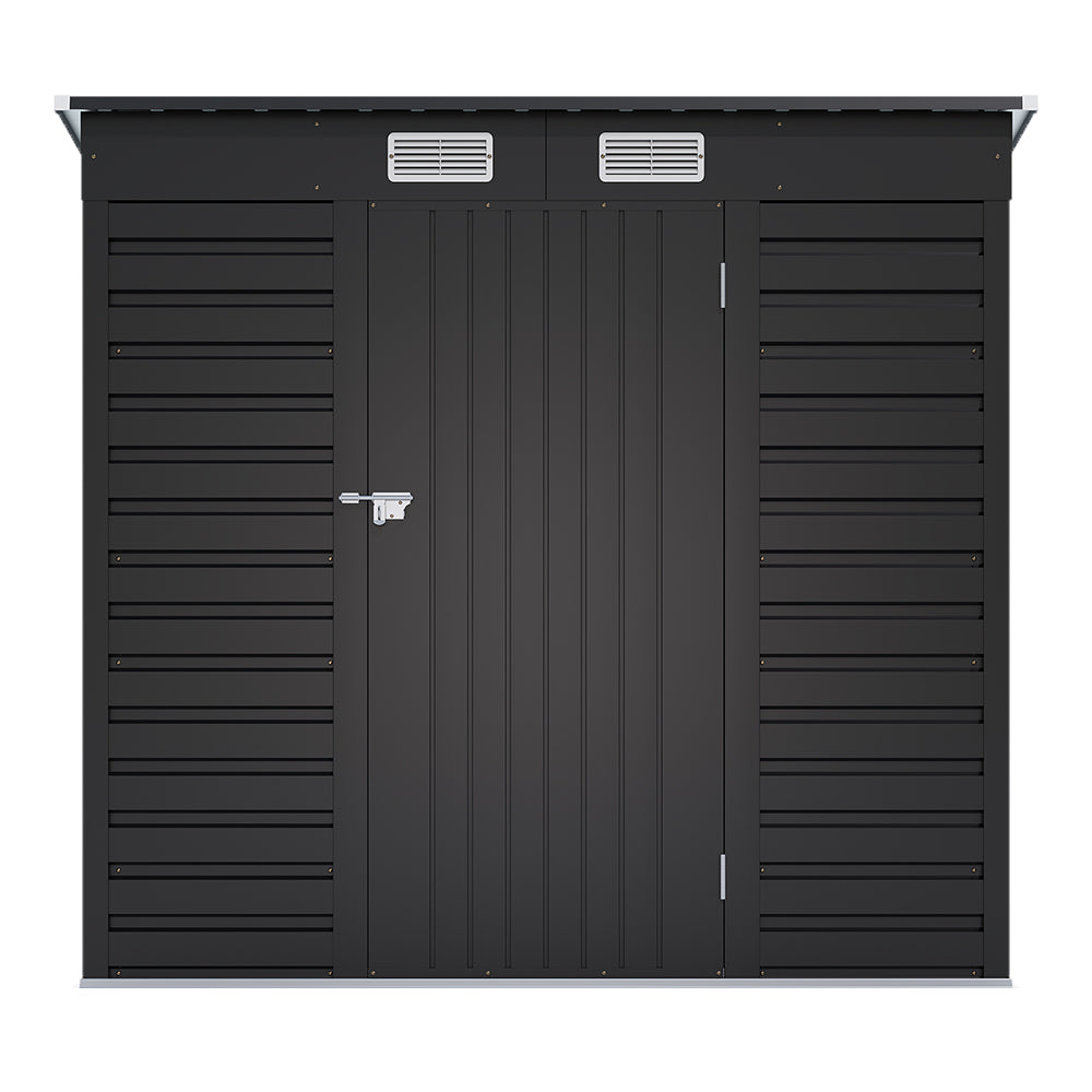 Breeins 4x6ft Outdoor Storage Shed – Galvanized Steel Garden Shed Lockable With Double Doors & 2 Vents