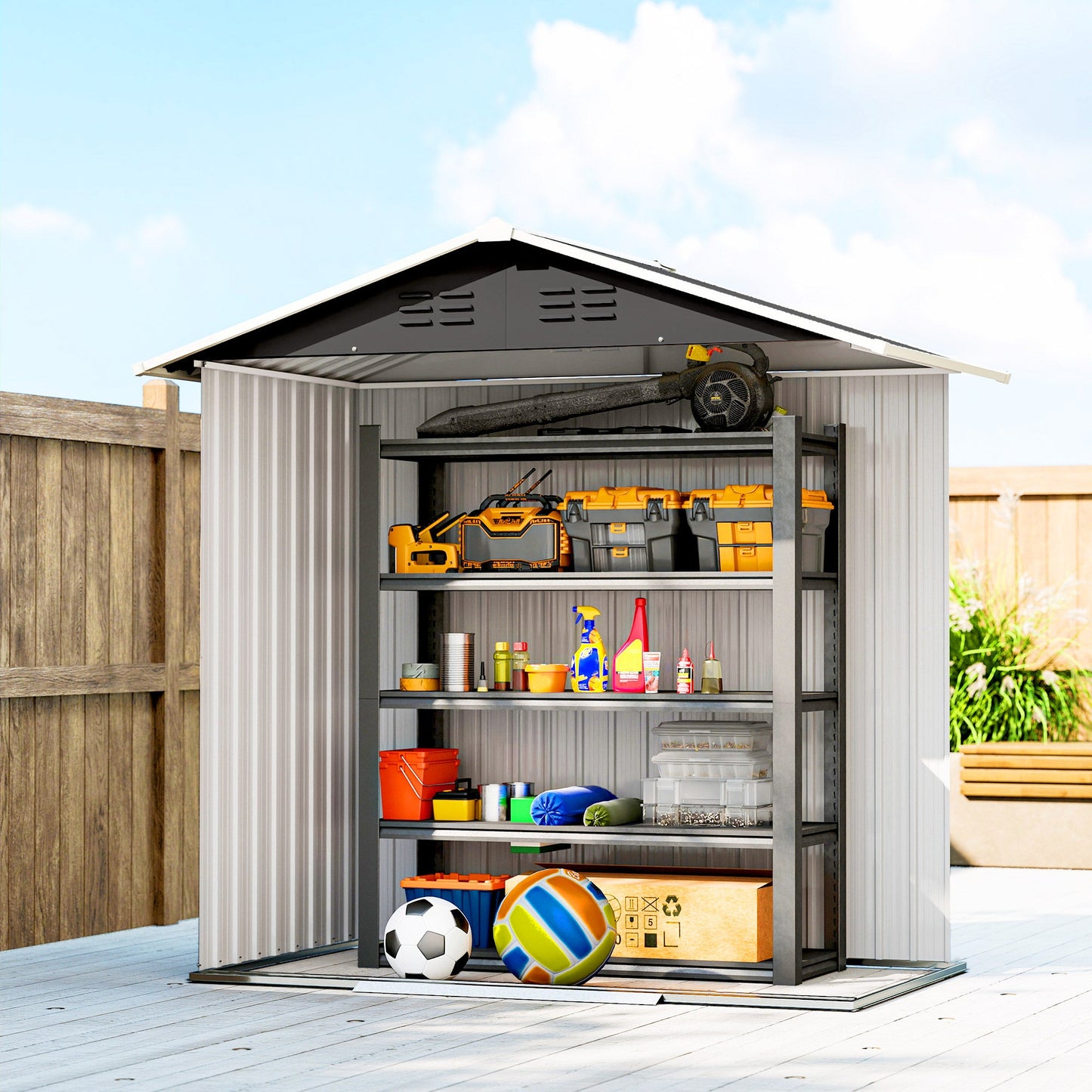 Outsunny 6.5x3.5ft Metal Garden Shed For Garden