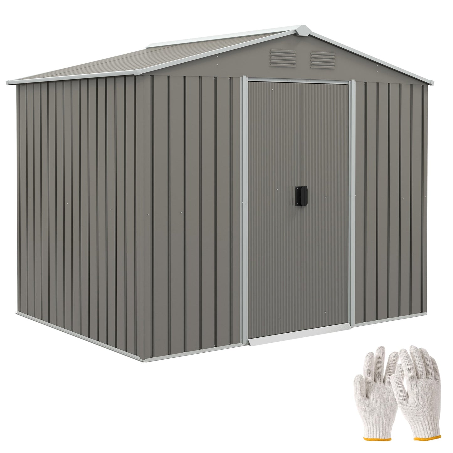 Outsunny 8 X 6ft Garden Storage Shed With Double Sliding Door Outdoor