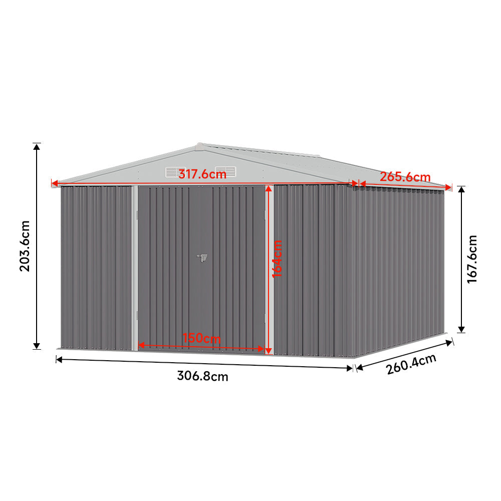 Breeins 10x8ft Metal Storage Shed Storage Shed With Lockable Door