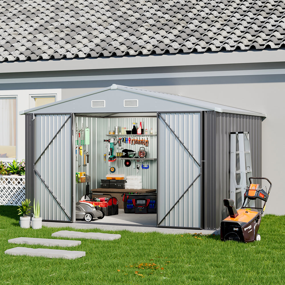 Breeins 10x8ft Metal Storage Shed Storage Shed With Lockable Door