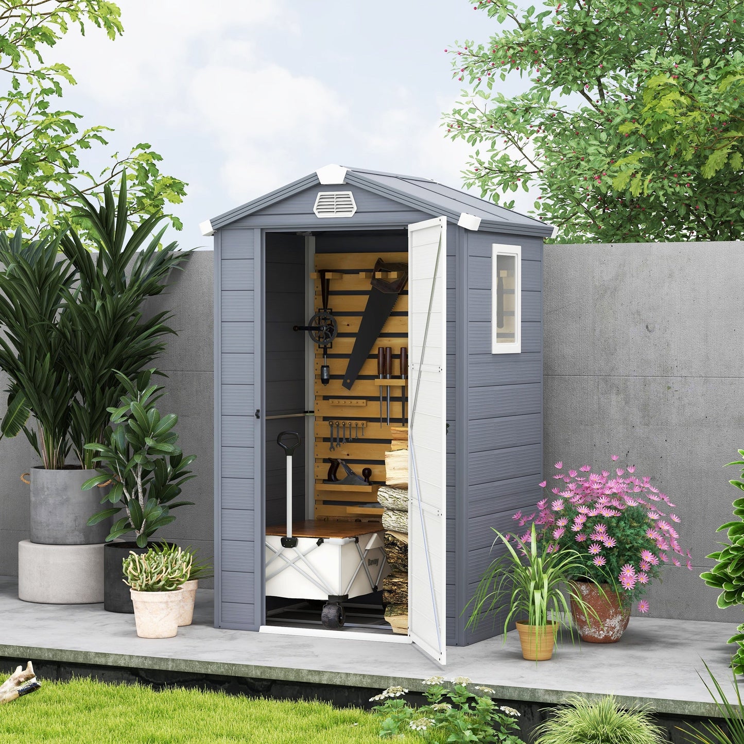 Outsunny Garden Shed Tool Storage House With Lockable Door, Kit