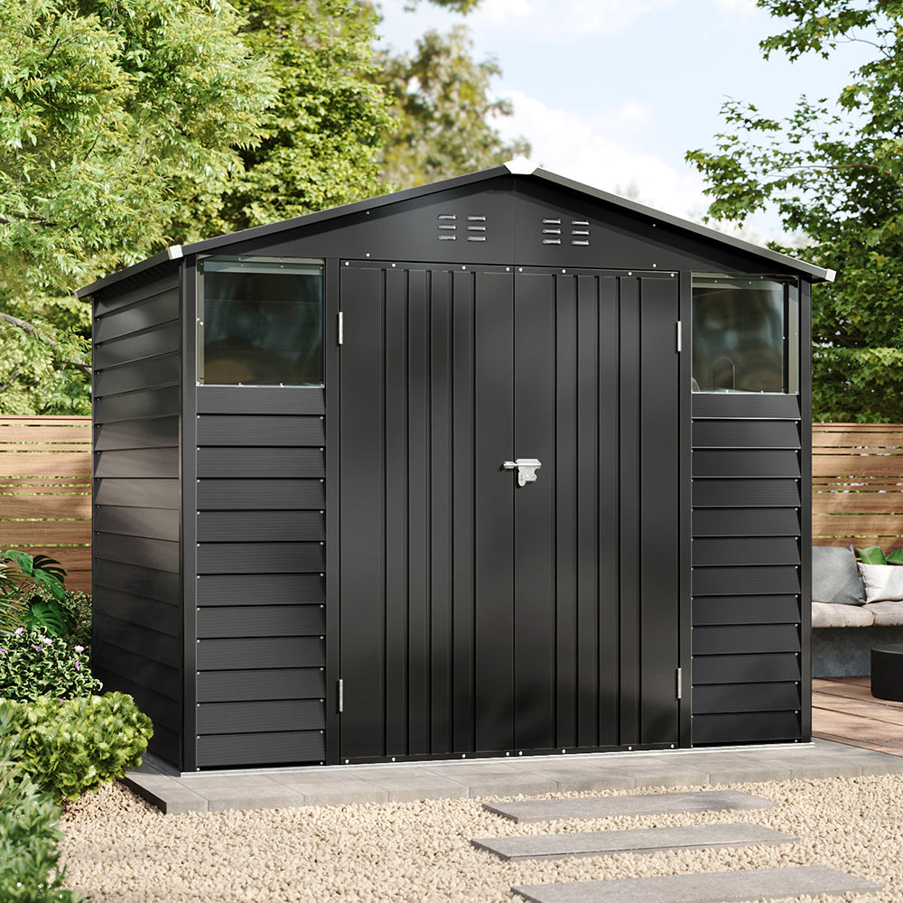Breeins 8x5.7ft Large Outdoor Metal Tool Shed With Apex Roof – Lockable Double Doors, Ventilated & Weather-resistant Garden Storage Shed