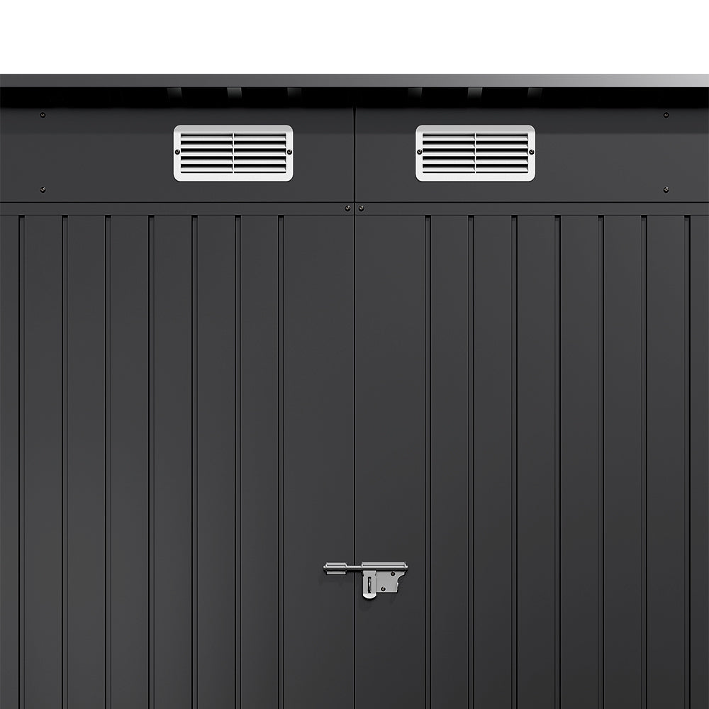Breeins 4x8ft Outdoor Storage Shed – Galvanized Steel Garden Shed Lockable With Double Doors & 2 Vents