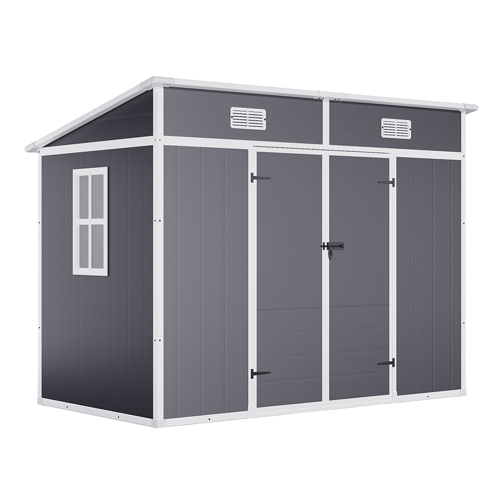 Breeins 8x4ft Outdoor Plastic Garden Shed With Window, Vents And Floor Weather-resistant Storage For Tools & Equipment