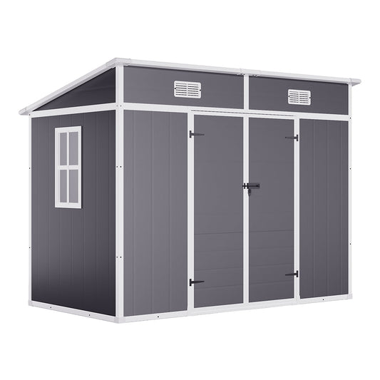 Breeins 8x4ft Outdoor Plastic Garden Shed With Window, Vents And Floor Weather-resistant Storage For Tools & Equipment