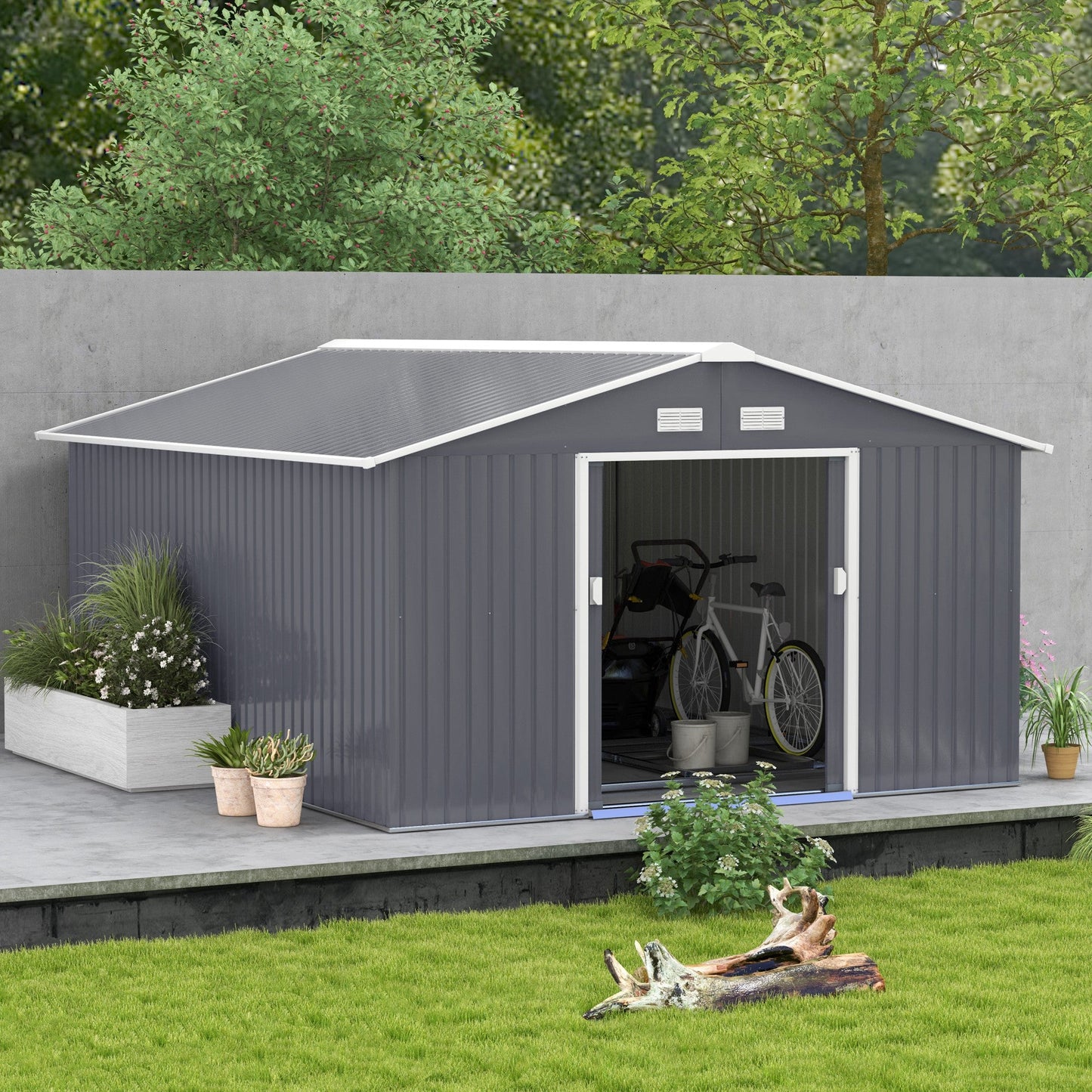 Outsunny Garden Shed Storage Unit With Locking Door Floor Foundation