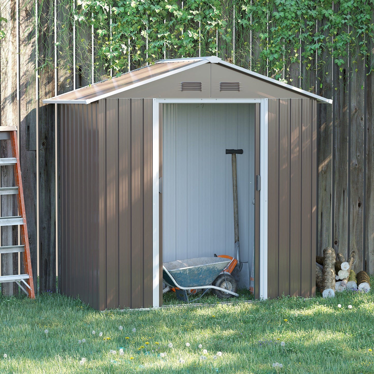Outsunny 6.5ft X 3.5ft Garden Shed, Metal Shed Garden Outdoor Storage