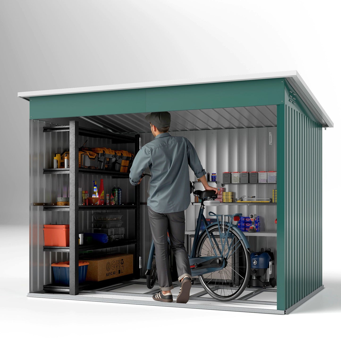 Outsunny 8.5 X 6ft Galvanised Steel Garden Shed With Foundation Kit