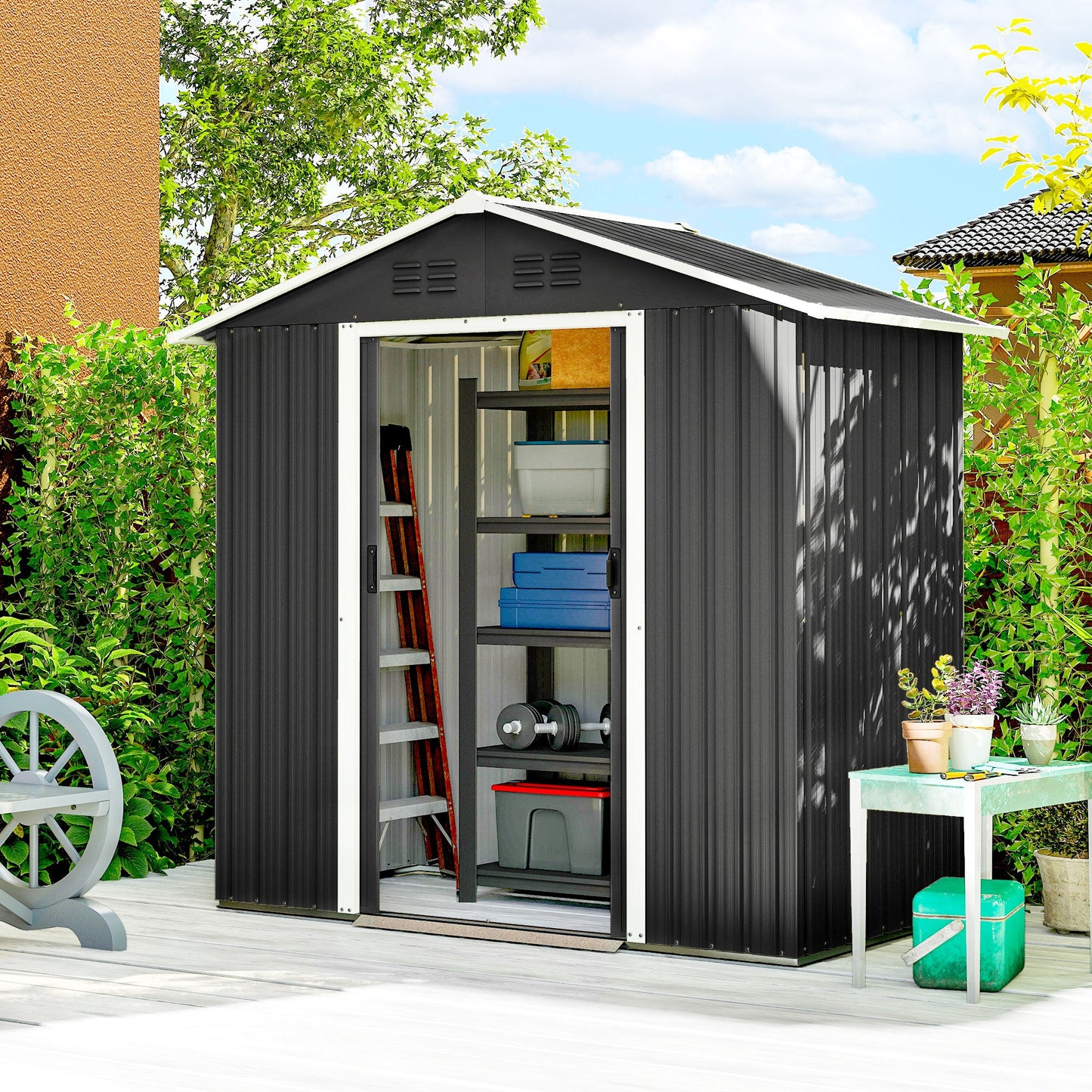 Outsunny 6.5x3.5ft Metal Garden Shed For Garden
