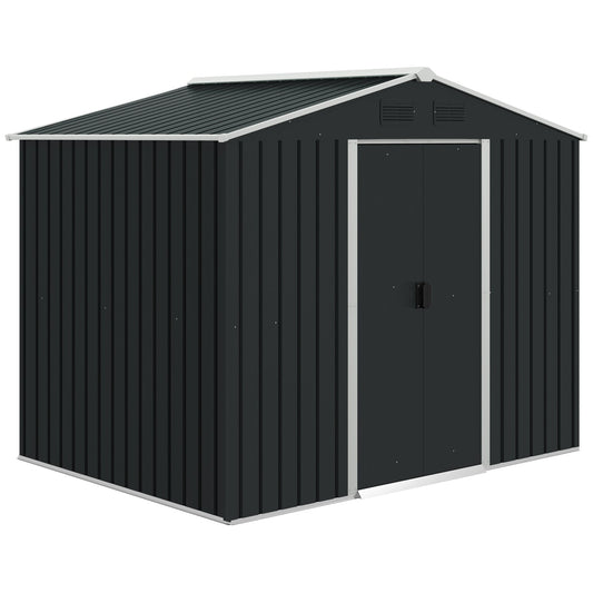 Outsunny 8 X 6ft Garden Storage Shed With Double Sliding Door Outdoor