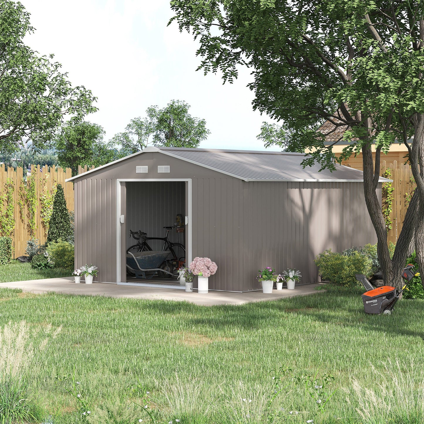 Outsunny Garden Shed Storage Unit With Locking Door Floor Foundation
