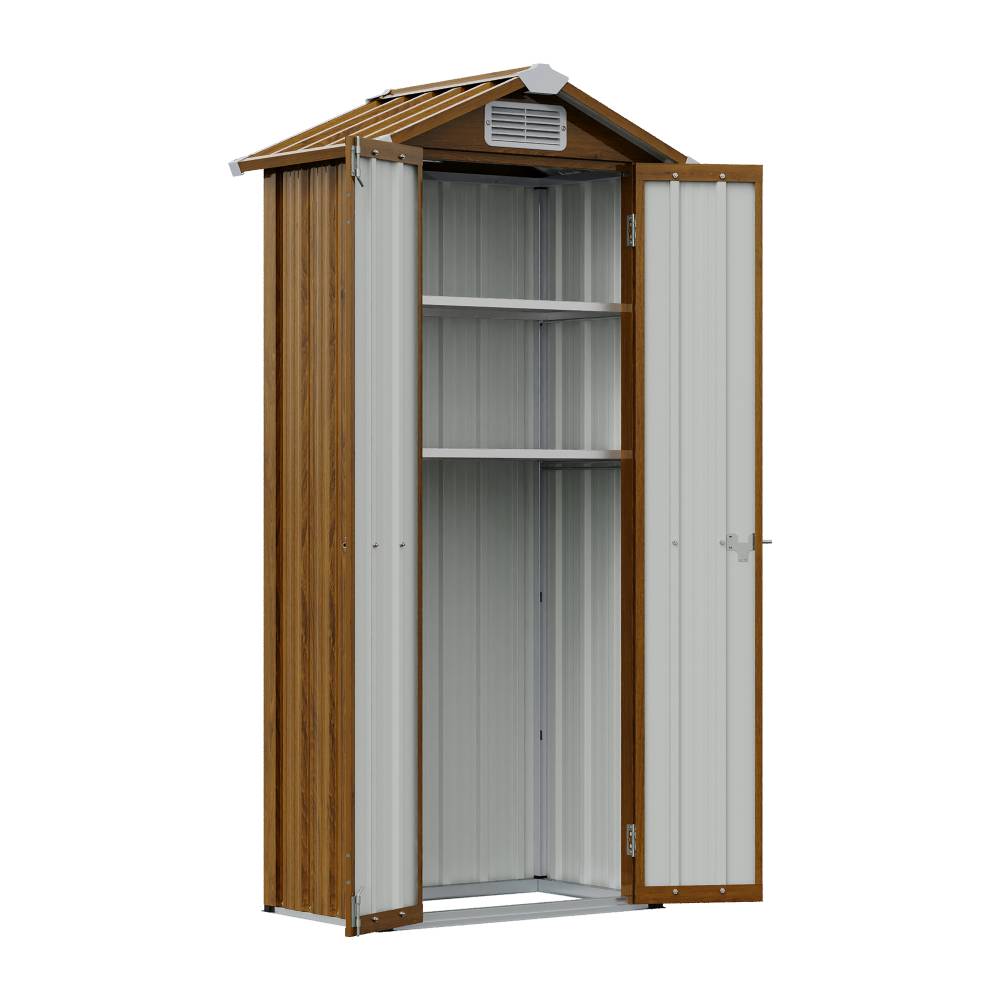 Breeins Metal Garden Storage Cabinet 2.76×1.87 Ft Outdoor Shed With 2 Shelves & 2 Vents, Lockable Double Doors