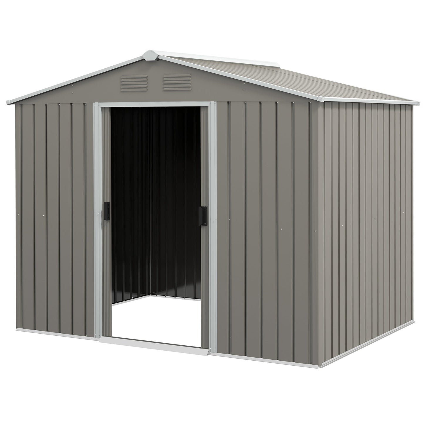 Outsunny 8 X 6ft Garden Storage Shed With Double Sliding Door Outdoor