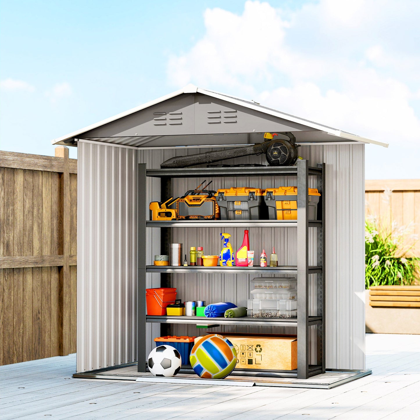 Outsunny 6.5x3.5ft Metal Garden Shed For Garden
