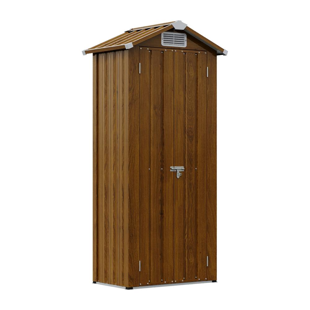Breeins Metal Garden Storage Cabinet 2.76×1.87 Ft Outdoor Shed With 2 Shelves & 2 Vents, Lockable Double Doors