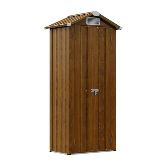 Breeins Metal Garden Storage Cabinet 2.76×1.87 Ft Outdoor Shed With 2 Shelves & 2 Vents, Lockable Double Doors
