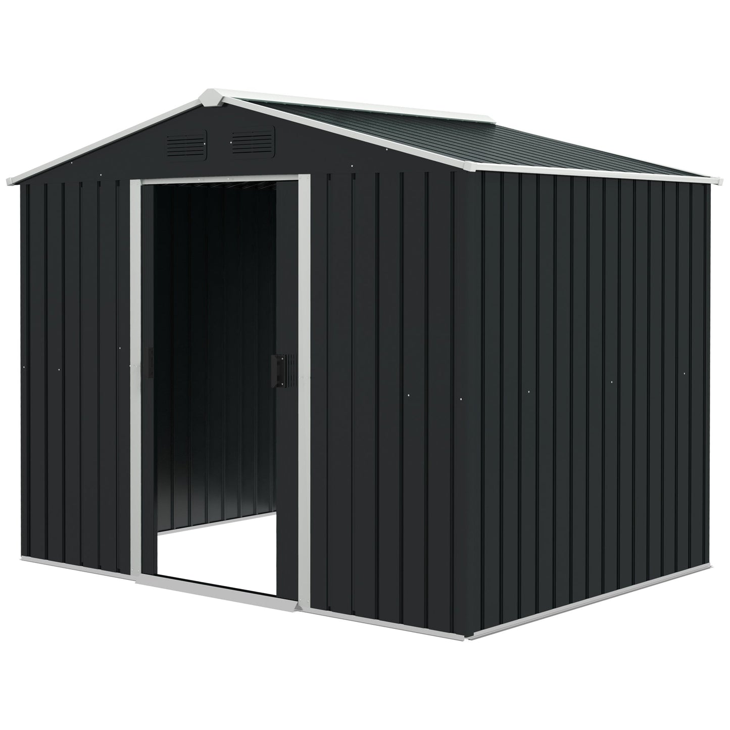 Outsunny 8 X 6ft Garden Storage Shed With Double Sliding Door Outdoor