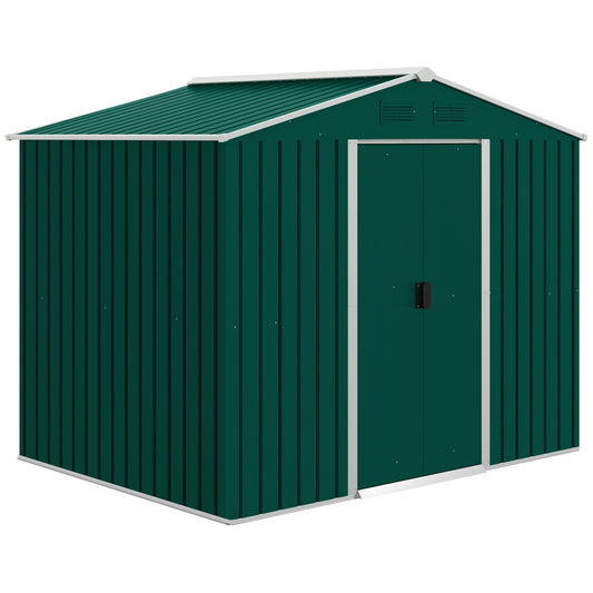 Outsunny 8 X 6ft Garden Storage Shed With Double Sliding Door Outdoor