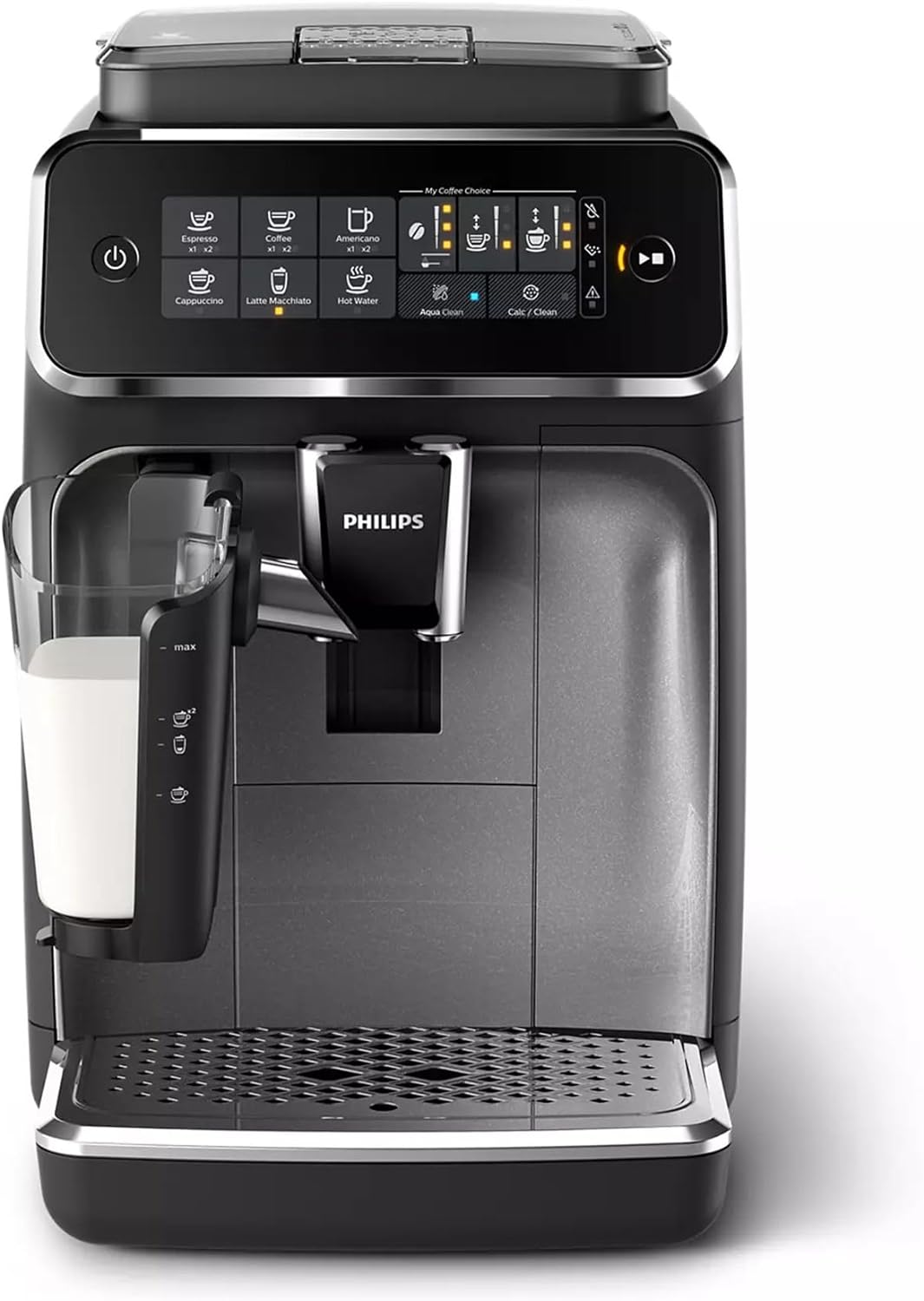 Philips Series 3200 Kaffeevollautomat – LatteGo Milchsystem, 5 Kaffeespezialitäten, Intuitives Touchdisplay, Silber (EP3246/70)