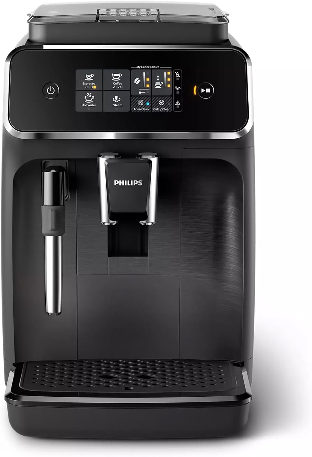 Philips 2300 Series Vollautomatische Espressomaschine - 4 Getränke, Modernes Farb-Touchscreen-Display, LatteGo-Milchsystem, SilentBrew, 100% Keramikmahlwerk, AquaClean Filter. Mattschwarz (EP2330/10)
