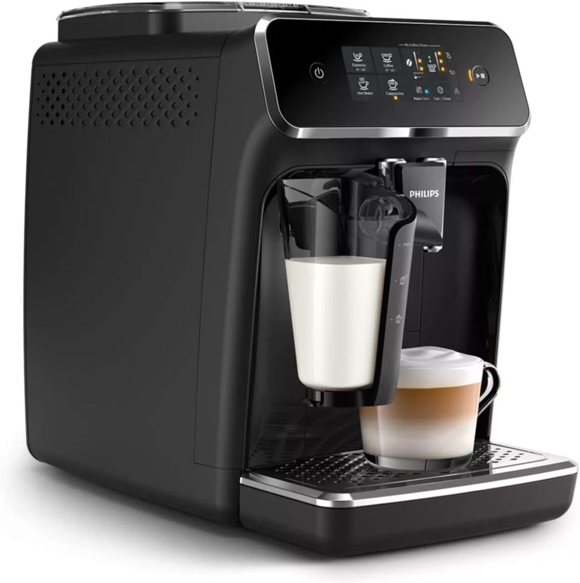 Philips Series 3200 Kaffeevollautomat – LatteGo Milchsystem, 5 Kaffeespezialitäten, Intuitives Touchdisplay, Silber (EP3246/70)