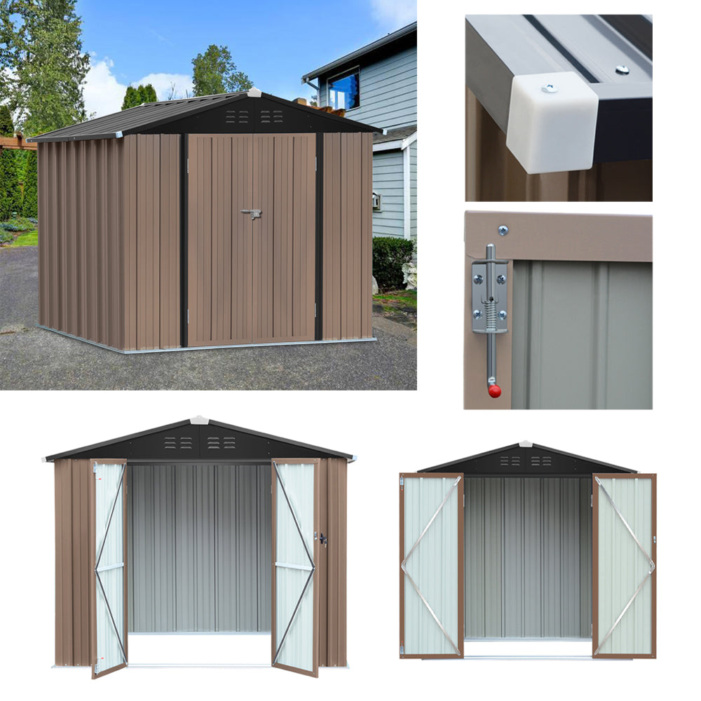 Breeins Metal Garden Shed 4x6ft/6x8ft Outdoor Storage Yard Tool Shed Tool Box Lockable