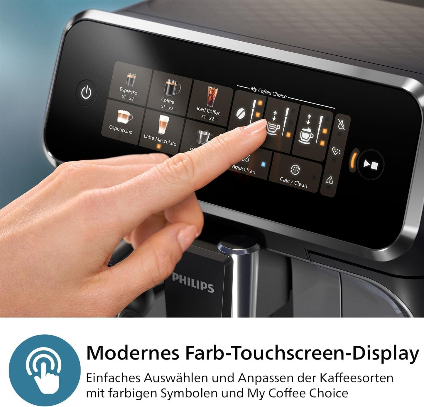 Philips 2300 Series Vollautomatische Espressomaschine - 4 Getränke, Modernes Farb-Touchscreen-Display, LatteGo-Milchsystem, SilentBrew, 100% Keramikmahlwerk, AquaClean Filter. Mattschwarz (EP2330/10)