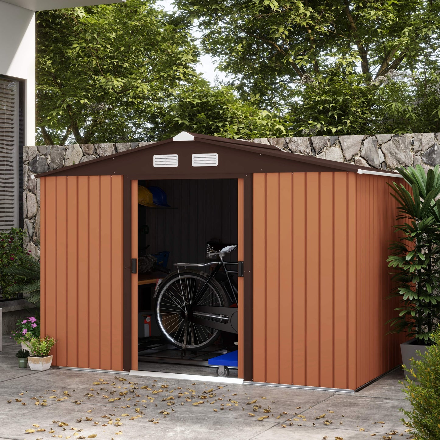 Outsunny Garden Shed Storage Unit With Locking Door Floor Foundation