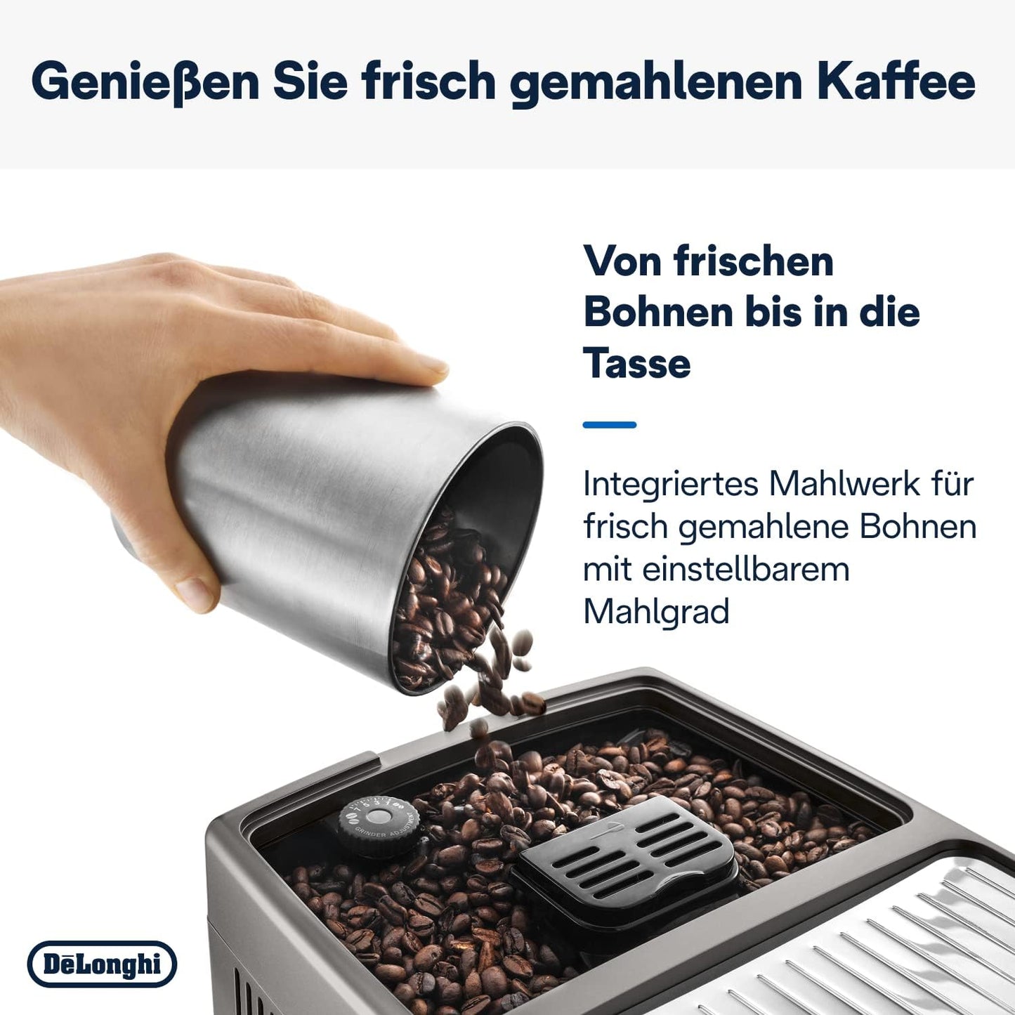 De'Longhi Dinamica Plus ECAM 370.95.T Kaffeevollautomat mit LatteCrema Milchsystem, Cappuccino und Espresso auf Knopfdruck, Touchscreen Farbdisplay und App-Steuerung, Kaffeekannen-Funktion, Titan