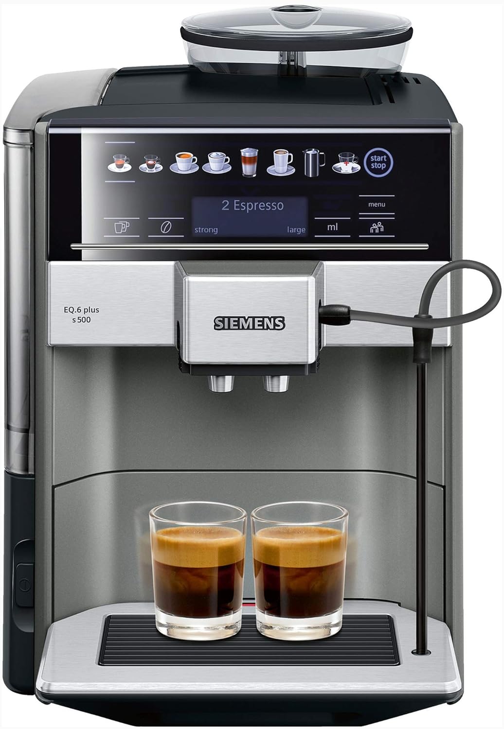 Siemens TE655203RW Freistehende Espressomaschine, 1,7l; 2Tassen; Schwarz, Grau, Silber