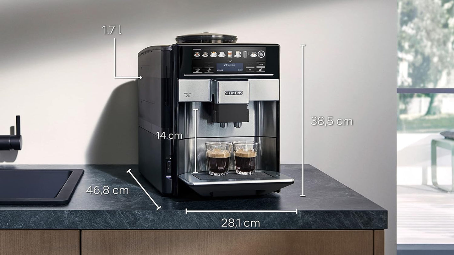 Siemens TE655203RW Freistehende Espressomaschine, 1,7l; 2Tassen; Schwarz, Grau, Silber