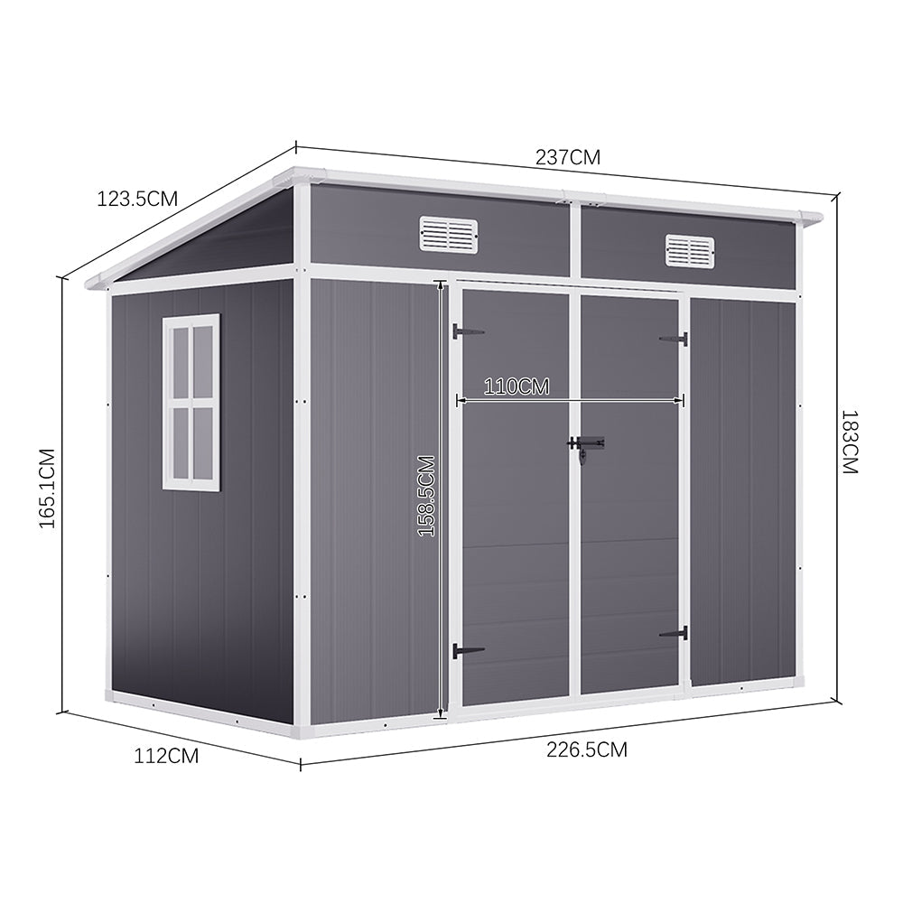 Breeins 8x4ft Outdoor Plastic Garden Shed With Window, Vents And Floor Weather-resistant Storage For Tools & Equipment