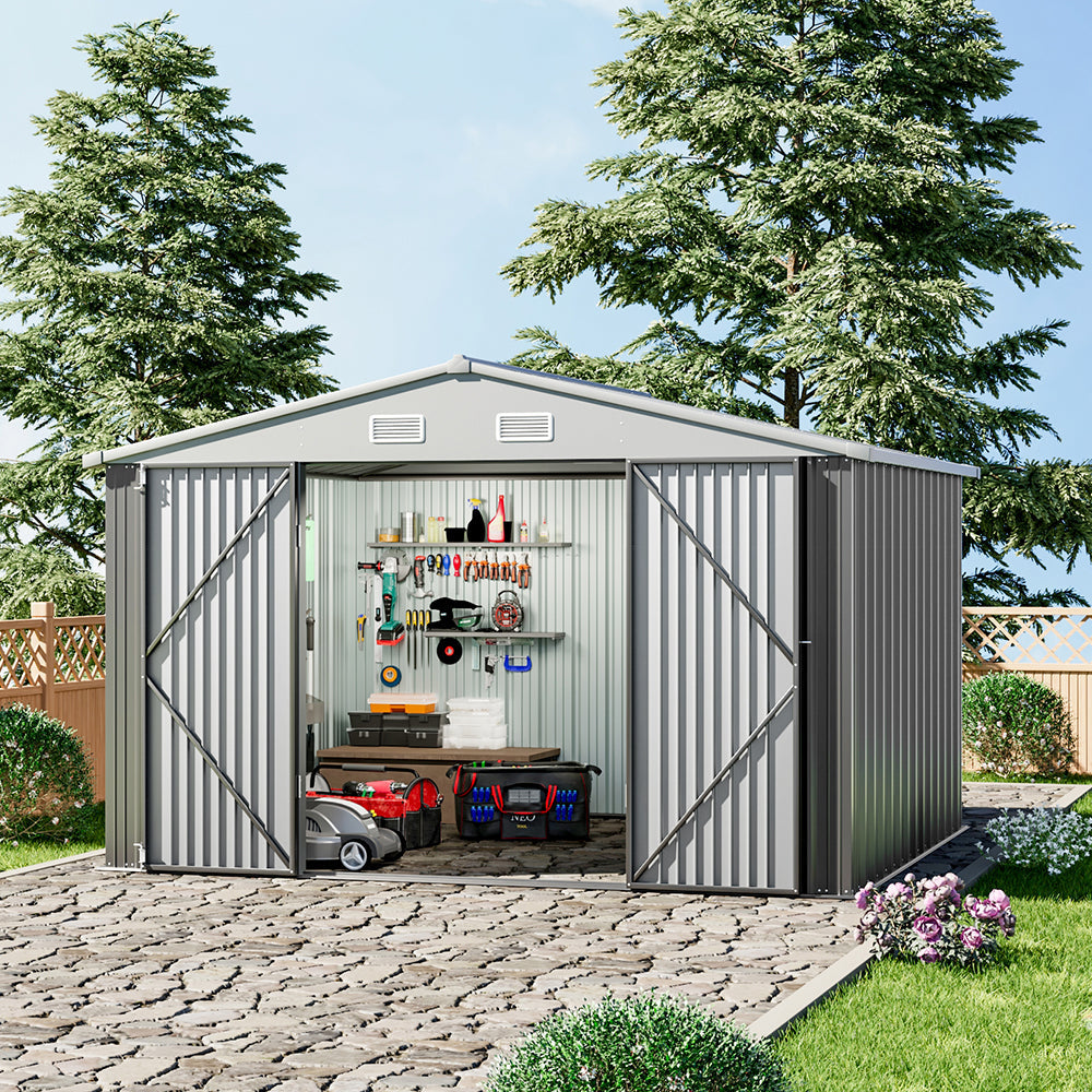 Breeins 10x8ft Metal Storage Shed Storage Shed With Lockable Door