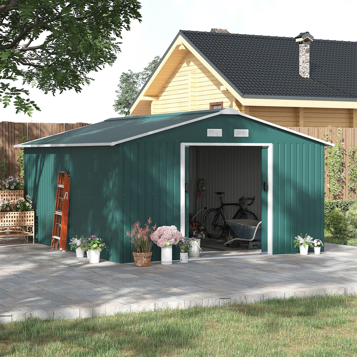 Outsunny Garden Shed Storage Unit With Locking Door Floor Foundation