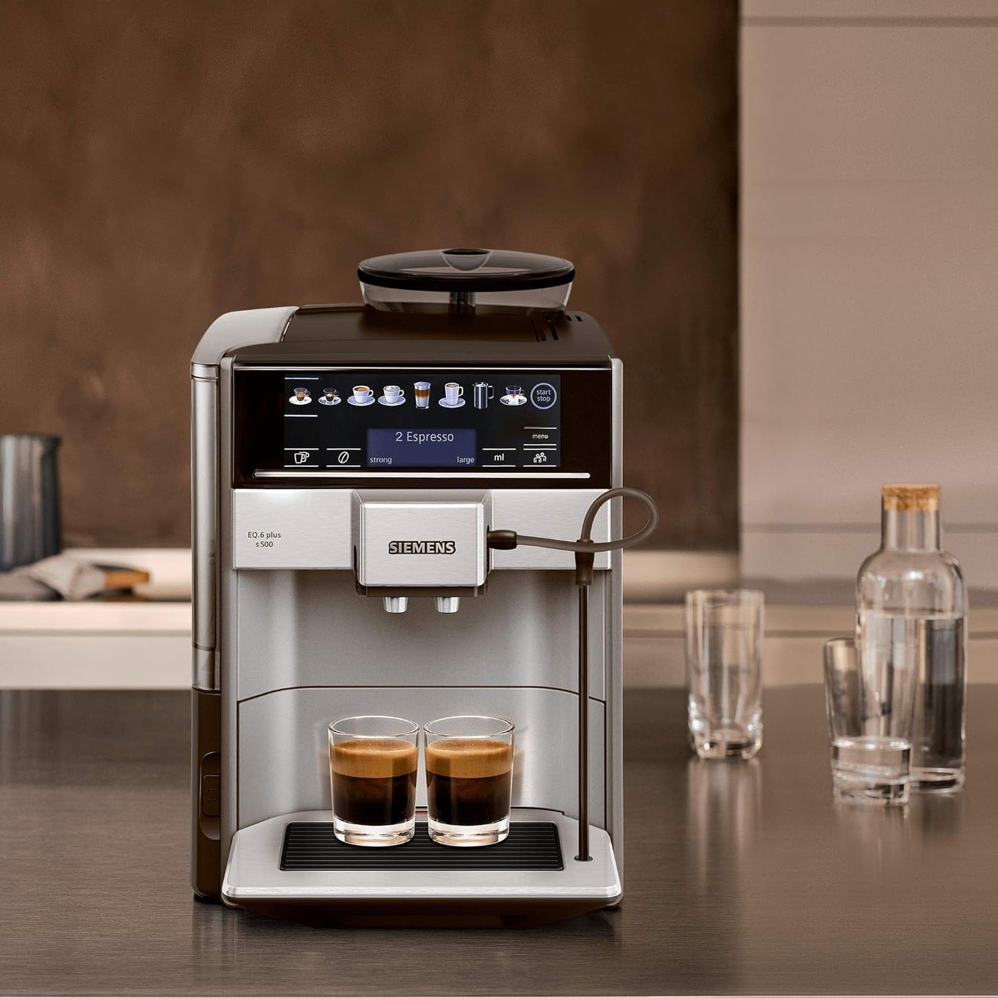 Siemens TE655203RW Freistehende Espressomaschine, 1,7l; 2Tassen; Schwarz, Grau, Silber