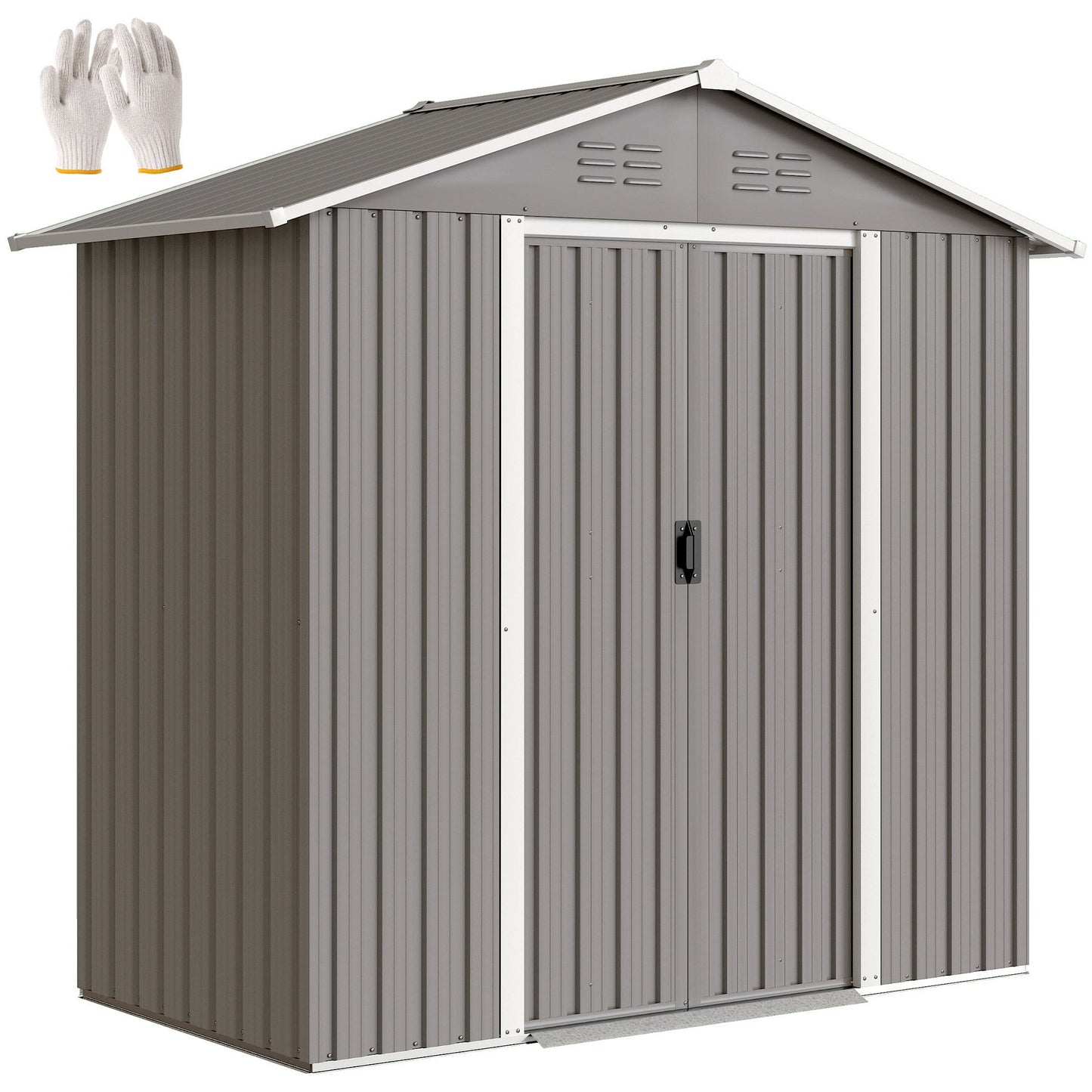 Outsunny 6.5x3.5ft Metal Garden Shed For Garden