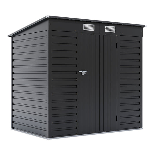 Breeins 4x6ft Outdoor Storage Shed – Galvanized Steel Garden Shed Lockable With Double Doors & 2 Vents