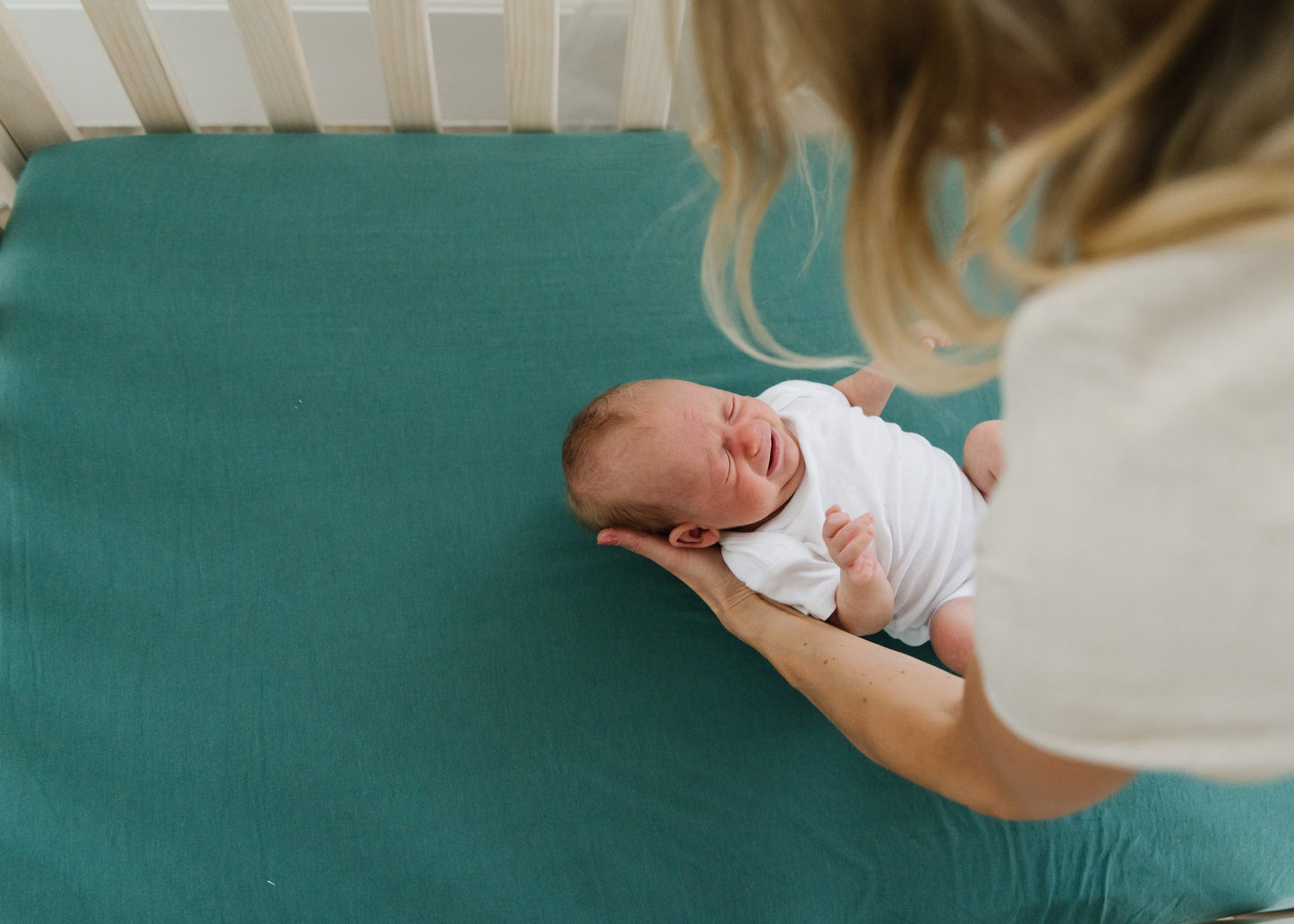 Copper Pearl Premium Knit Fitted Crib Sheet in soft, breathable fabric featuring a cozy, snug fit for baby cribs.