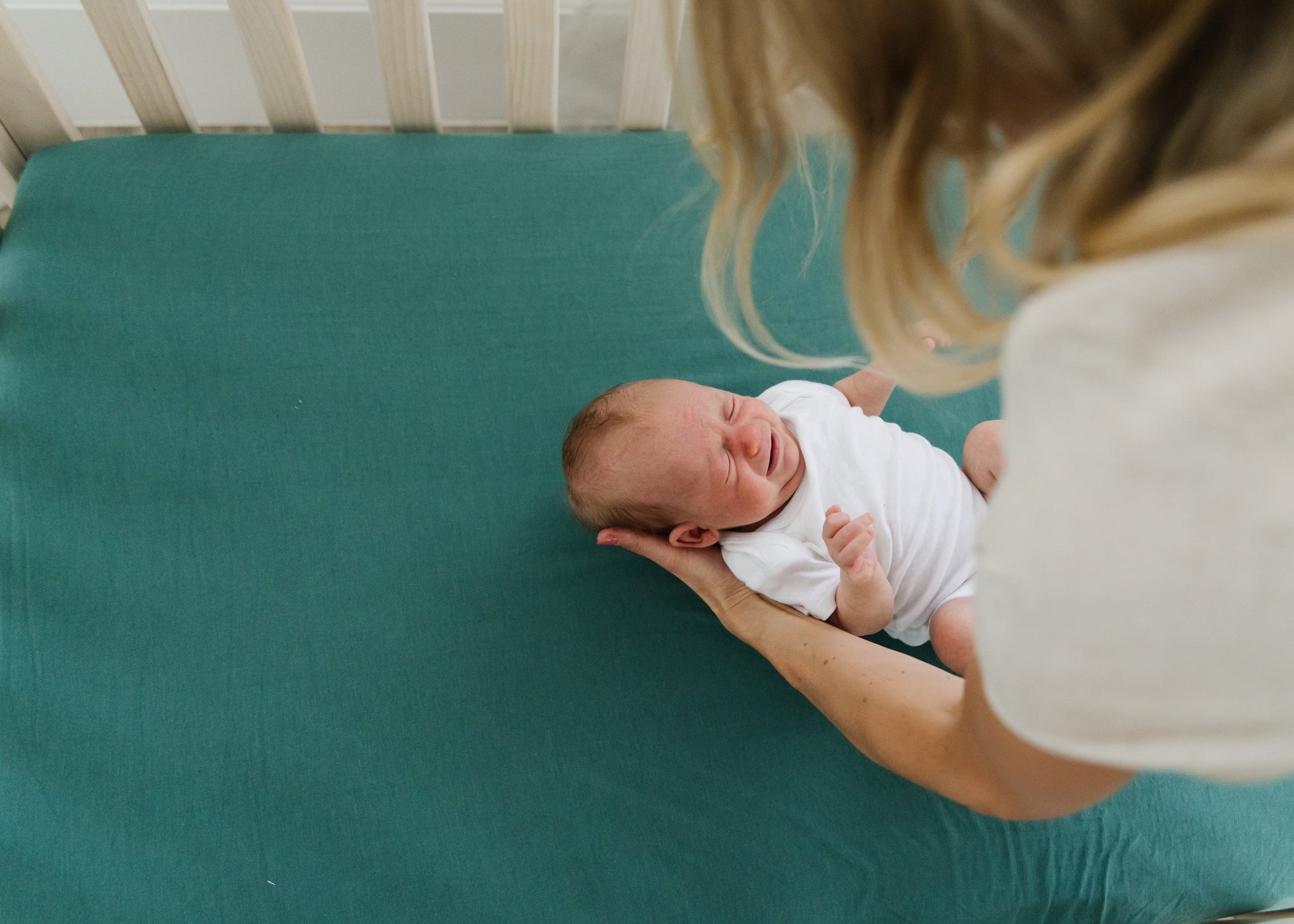 Copper Pearl Premium Knit Fitted Crib Sheet in soft, breathable fabric featuring a cozy, snug fit for baby cribs.