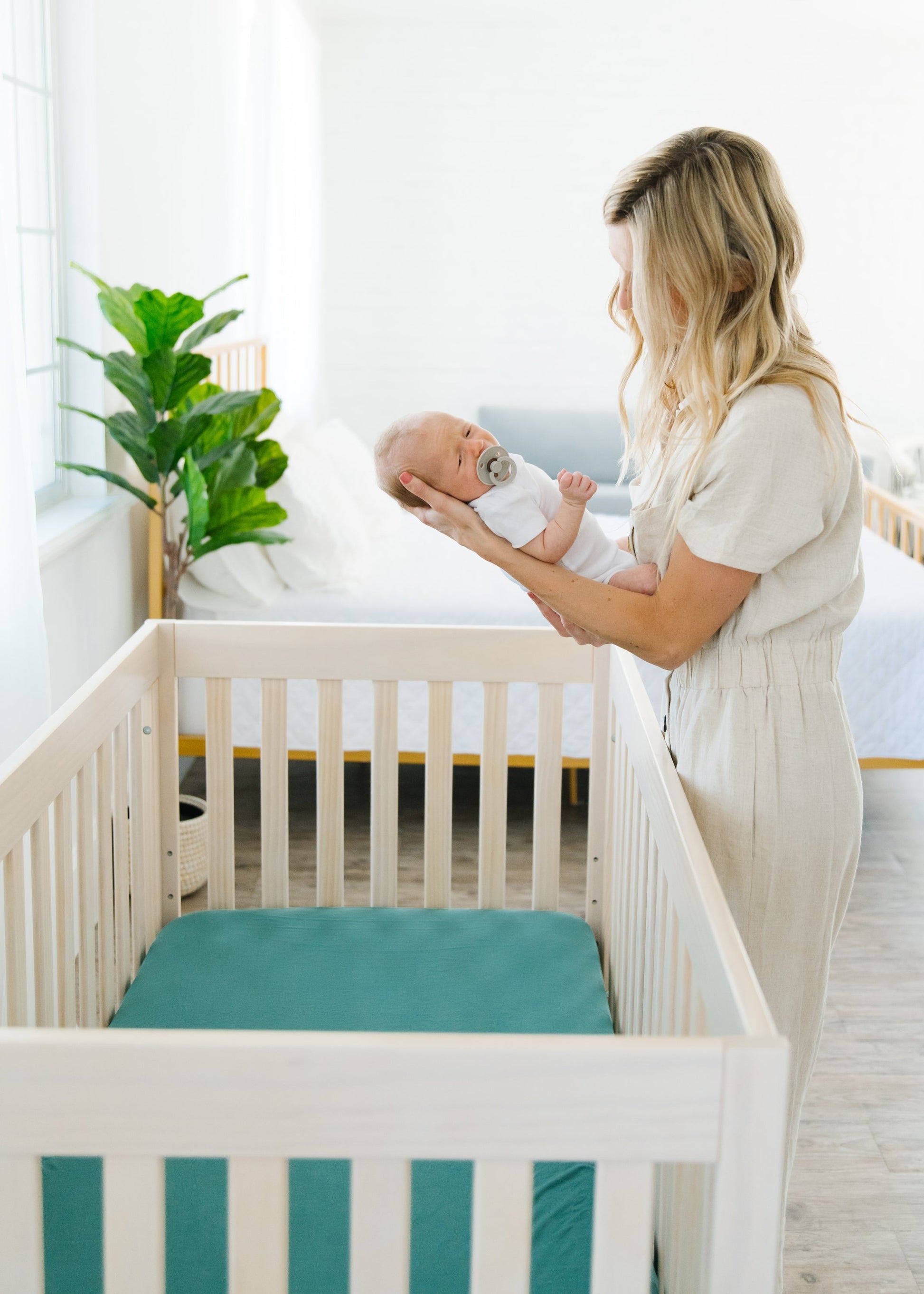 Copper Pearl Premium Knit Fitted Crib Sheet from Journey, soft and snugly fitted sheet in natural knit fabric for baby cribs.