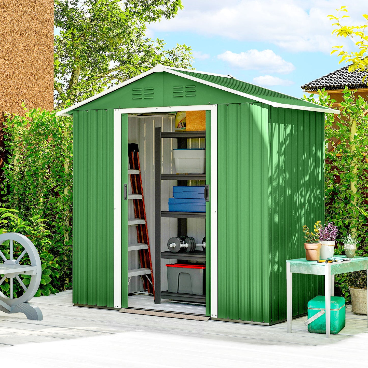 Outsunny 6.5x3.5ft Metal Garden Shed For Garden