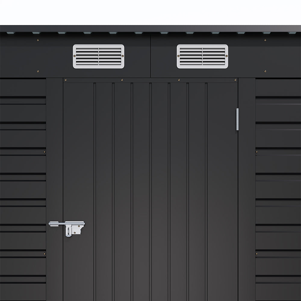 Breeins 4x6ft Outdoor Storage Shed – Galvanized Steel Garden Shed Lockable With Double Doors & 2 Vents
