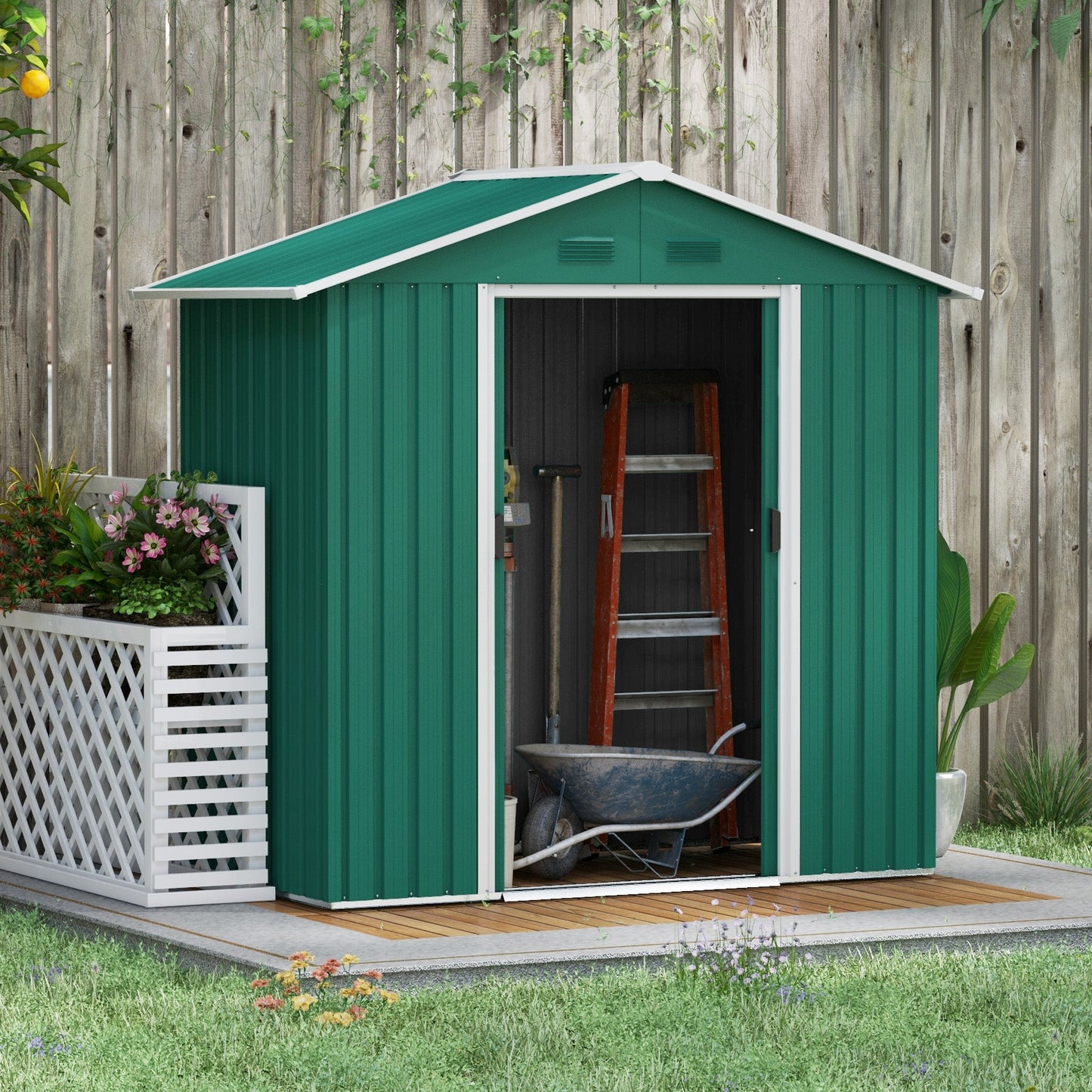 Outsunny 6.5ft X 3.5ft Garden Shed, Metal Shed Garden Outdoor Storage