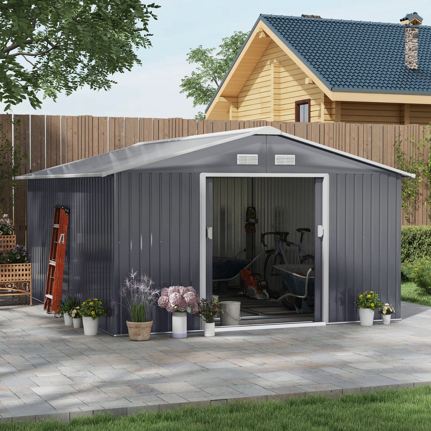 Outsunny Garden Shed Storage Unit With Locking Door Floor Foundation