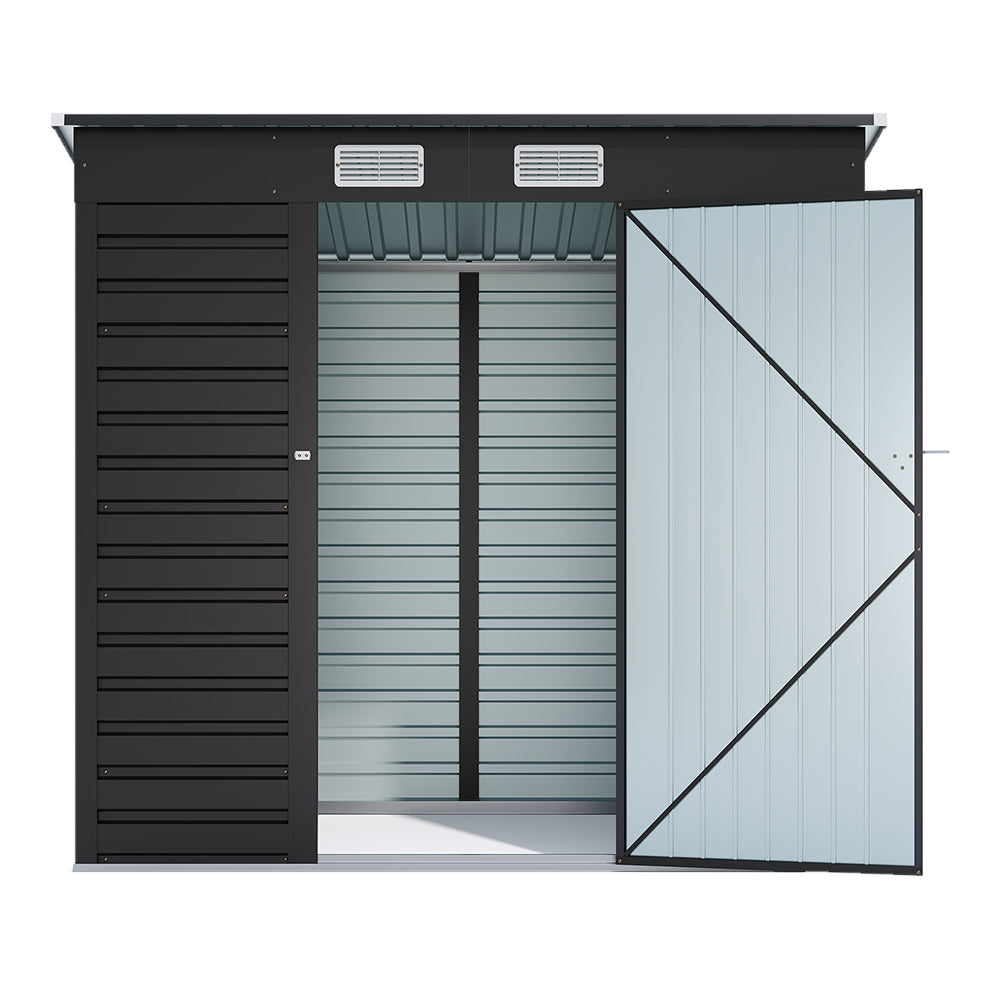 Breeins 4x6ft Outdoor Storage Shed – Galvanized Steel Garden Shed Lockable With Double Doors & 2 Vents